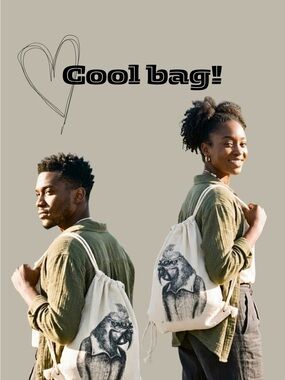 Shugon Natural Cotton Canvas Drawstring Knapsack Cockatoo Graphic Backpack